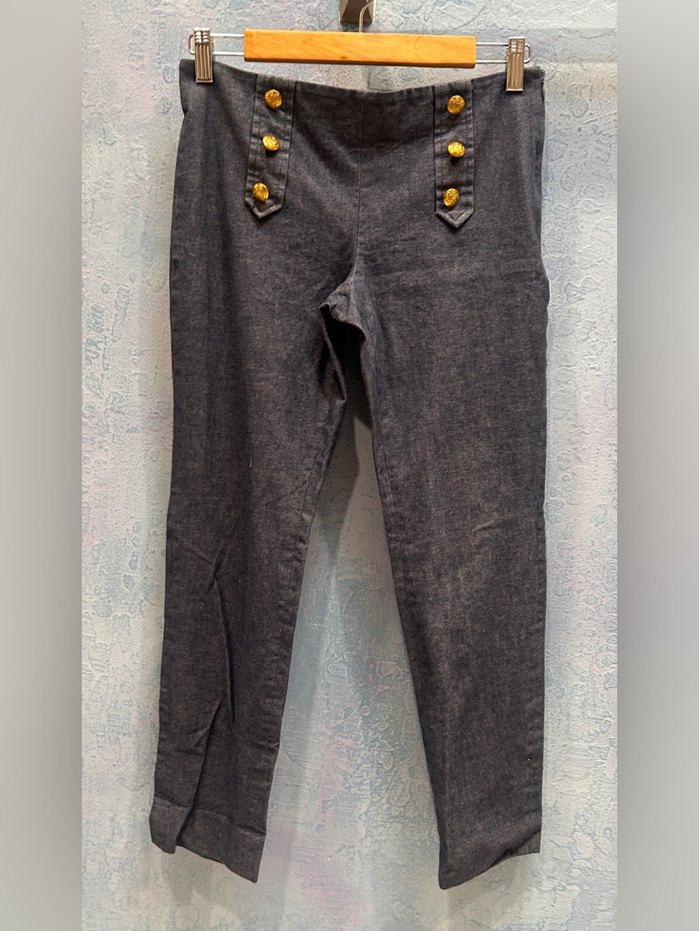 Banana Republic Denim-tone Chino-Style Pants with Gold Buttons